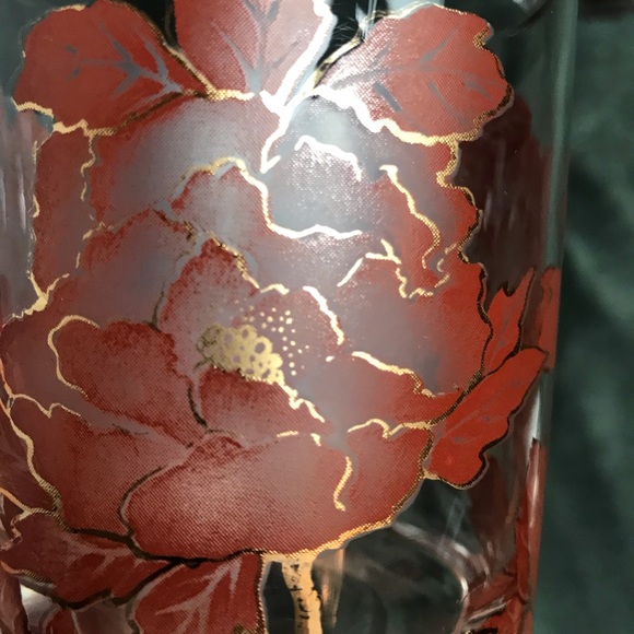 Retro Style Vintage Gold Trim Floral Design Old Fashioned Glasses Heavy Bottom - Picture 12 of 16